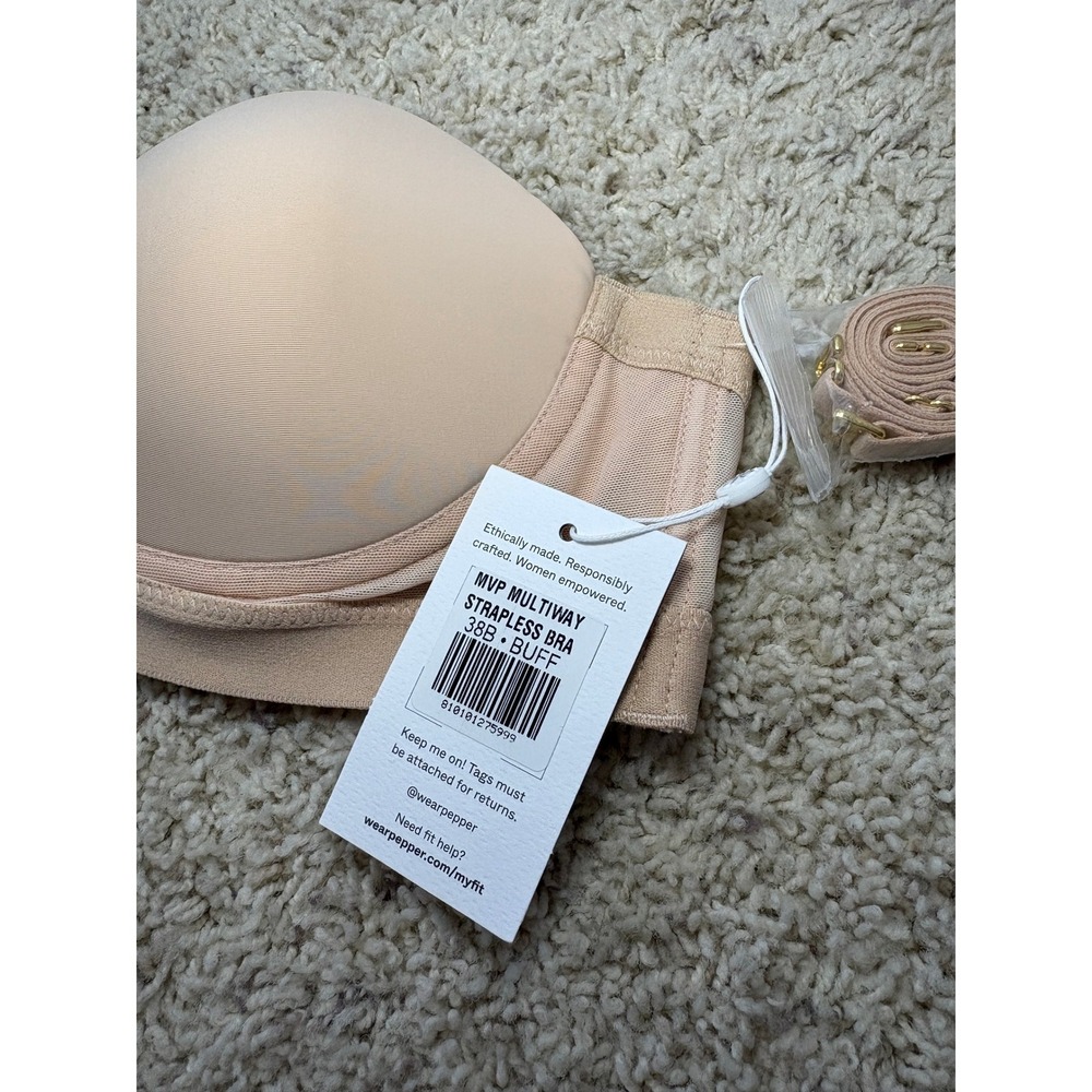 NWT Pepper Multiway Strapless Bra 38B Buff Beige Nude Convertible - Picture 2 of 4